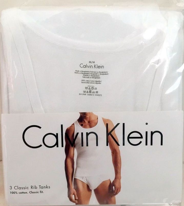 Calvin Klein Men\u0026#39;s 3 Pack Cotton Classic Rib Tank Undershirt White ...