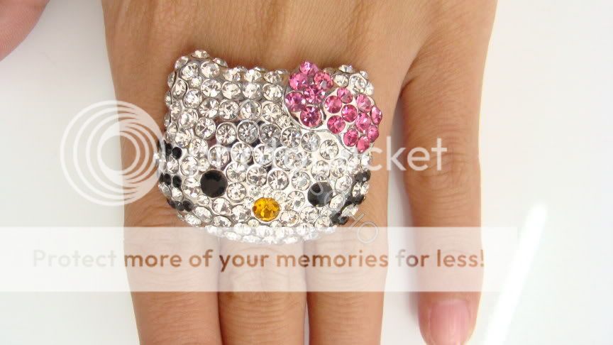 CUTE HELLO KITTY Rings Crystal Gem engagement wedding  