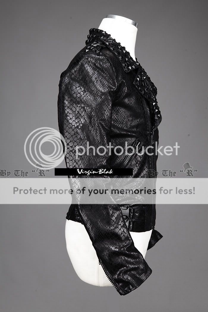 vb HOMME Men STUDDED SNAKE SKIN PUNK LEATHER JACKET 0FN  