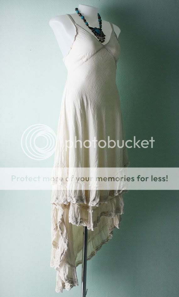 you are bidding on creamy off white hippie gypsy cotton summer dress v 