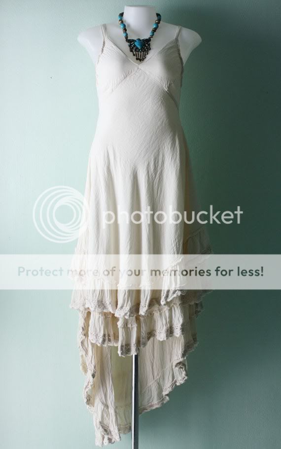 you are bidding on creamy off white hippie gypsy cotton summer dress v 