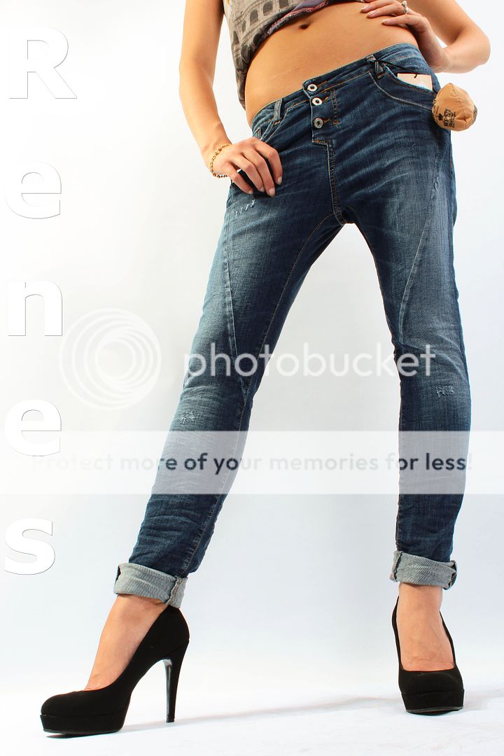 PLEASE jeans boyfriend LOOSE P78AAS92C medio scuro strappi Tg XXS