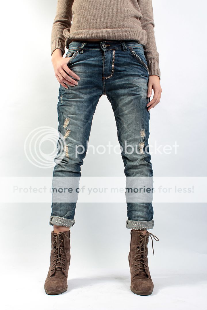 PLEASE jeans boyfriend P53DBQ944 studs and tear SIZE M WINTER 2012/13